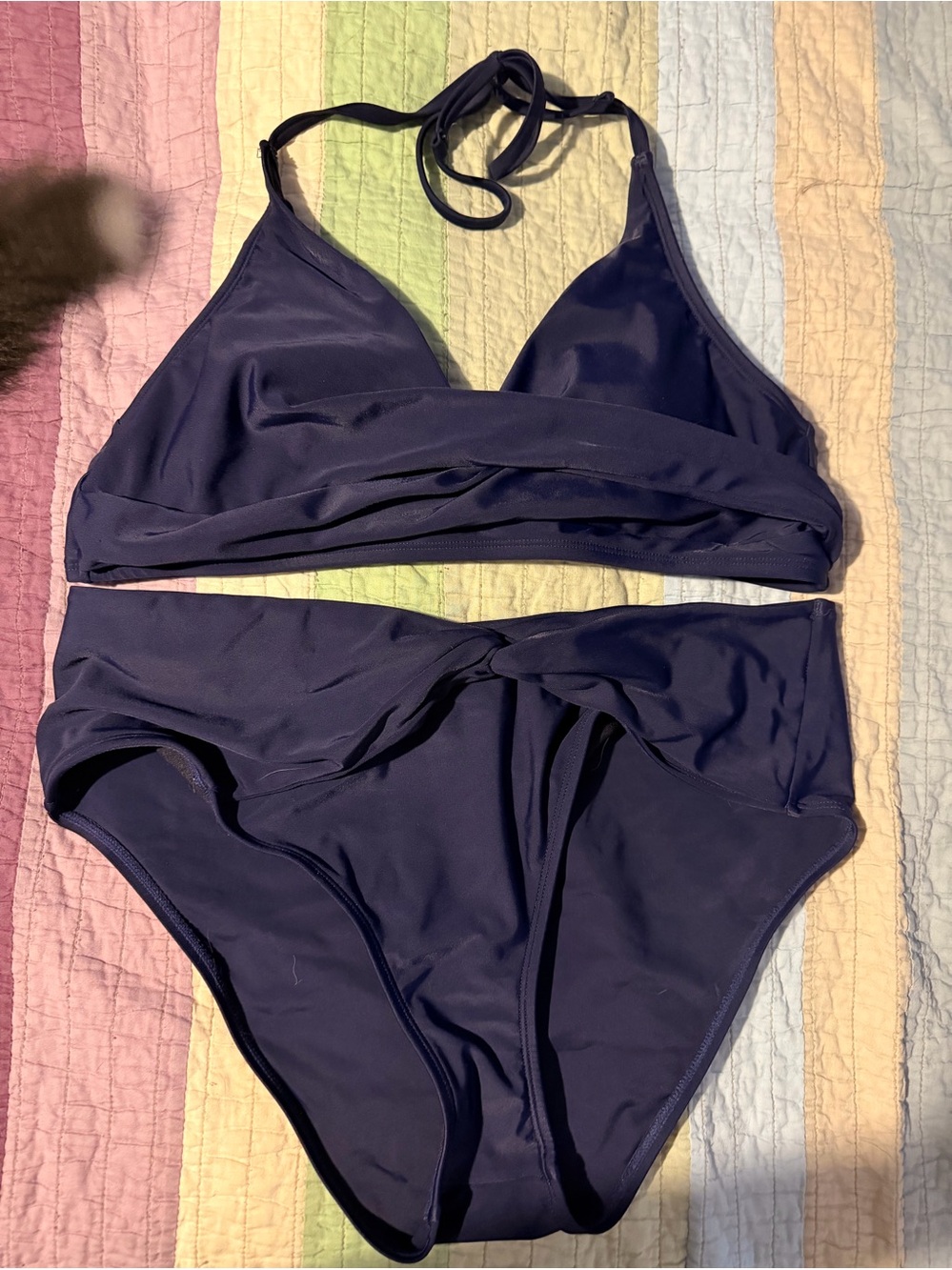 Navy High-Waist Bikini Set - Women Swim